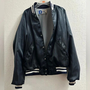 Vintage 1980s Dunbrooke Pla Jac Bomber Jacket Silk Blue M